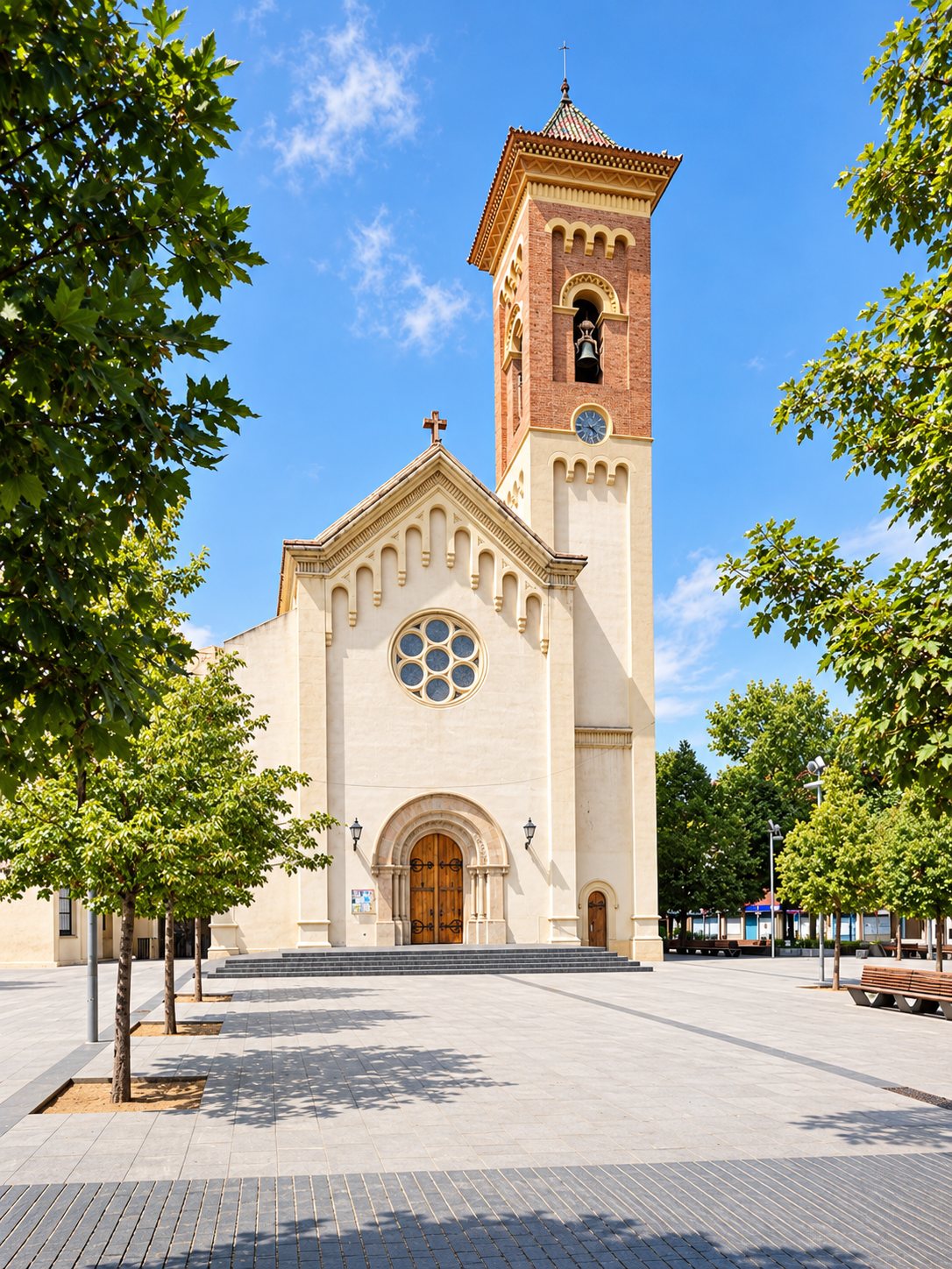 Fachada principal y campanario de la iglesia de Sant Martí