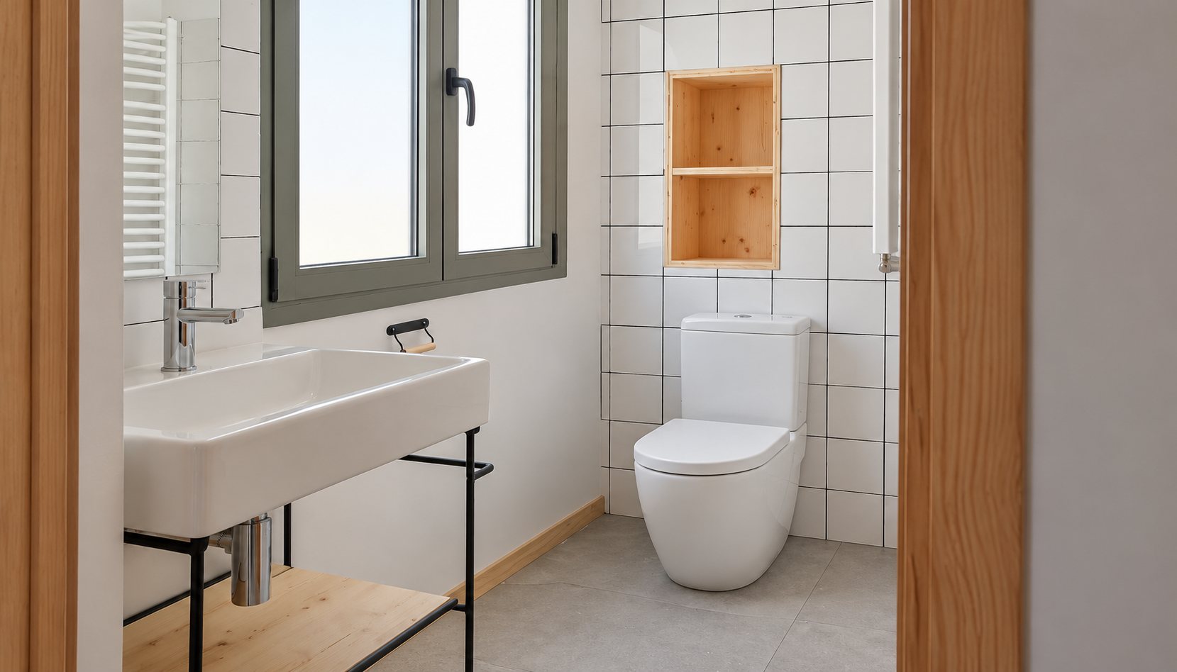 Baño reformado en una residencia de estudiantes